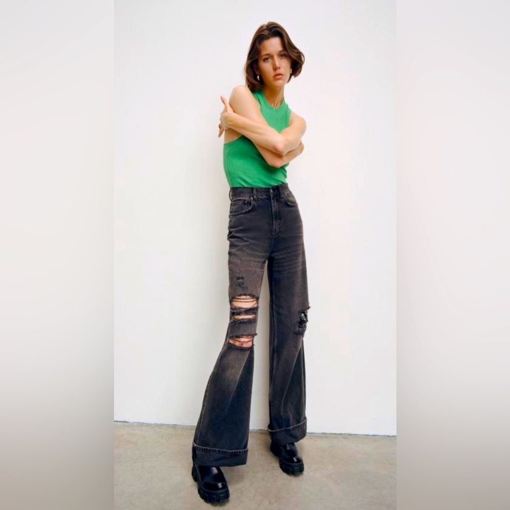 BDG Skater Baggy Jean – Ripped Black Denim- Washed Black